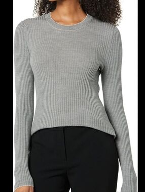 GAP Ribbed Crewneck Long Sleeve Sweater - Grey